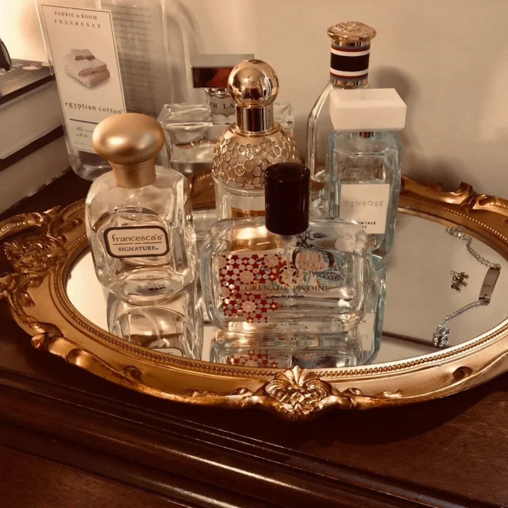 Gold Mirrored Vintage Dresser Tray